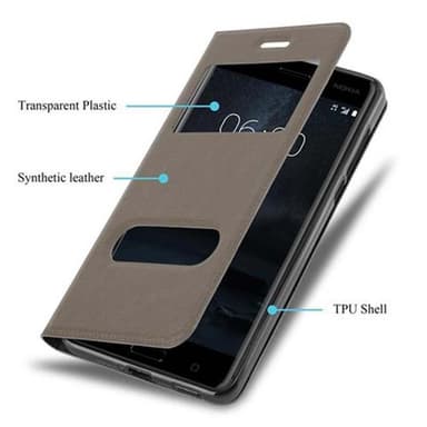 Nokia 6 2017 Plånboksfodral Skal (Brun)