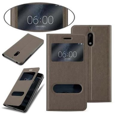 Nokia 6 2017 Plånboksfodral Skal (Brun)
