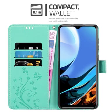 Xiaomi RedMi 9T / POCO M3 Plånboksfodral Skal (Turkos)