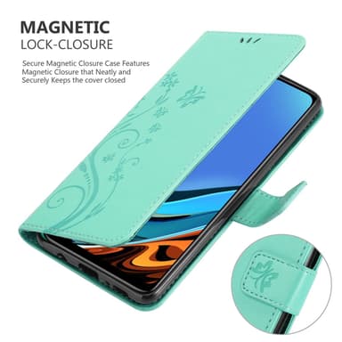 Xiaomi RedMi 9T / POCO M3 Plånboksfodral Skal (Turkos)