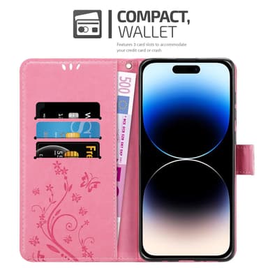 iPhone 14 PRO Plånboksfodral Skal (Rosa)