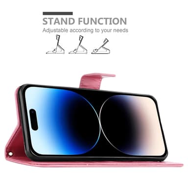 iPhone 14 PRO Plånboksfodral Skal (Rosa)