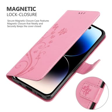 iPhone 14 PRO Plånboksfodral Skal (Rosa)