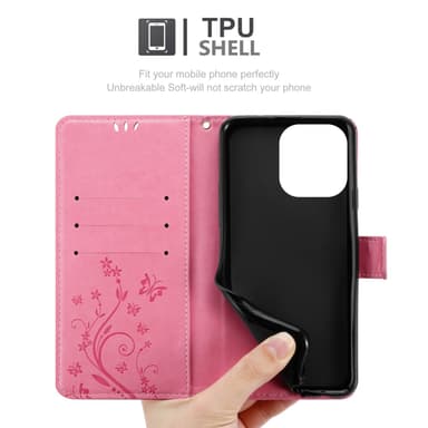 iPhone 14 PRO Plånboksfodral Skal (Rosa)