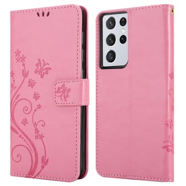 Samsung Galaxy S22 ULTRA Plånboksfodral Skal (Rosa)