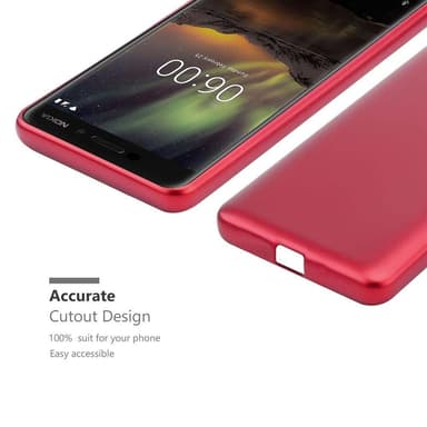 Skal Nokia 6.1 Fodral Case (Röd)