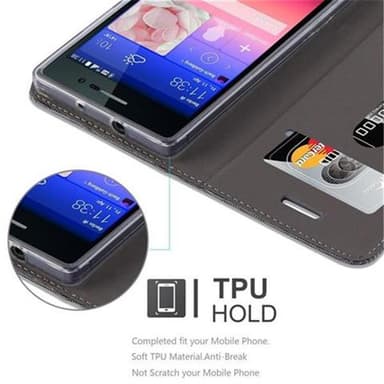 Huawei ASCEND P7 Plånboksfodral Skal (Grå)
