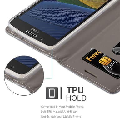 Motorola MOTO G5 PLUS Plånboksfodral Skal (Grå)