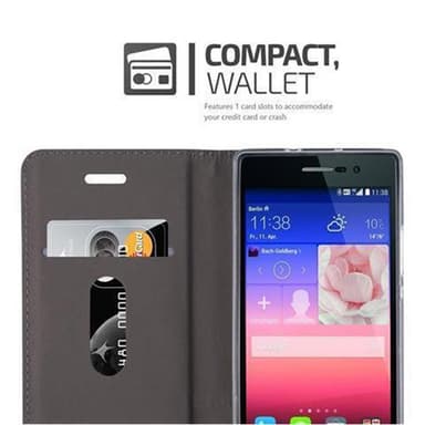Huawei ASCEND P7 Plånboksfodral Skal (Grå)