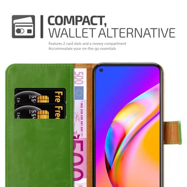 Oppo A94 5G Plånboksfodral Skal (Grön)