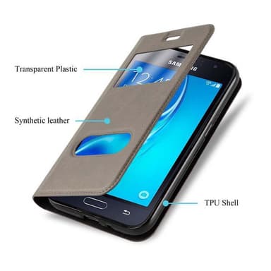 Samsung Galaxy J1 2016 Plånboksfodral Skal (Brun)
