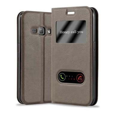 Samsung Galaxy J1 2016 Plånboksfodral Skal (Brun)