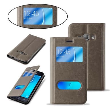 Samsung Galaxy J1 2016 Plånboksfodral Skal (Brun)