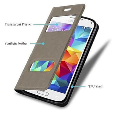 Samsung Galaxy S5 / S5 NEO Plånboksfodral Skal (Brun)