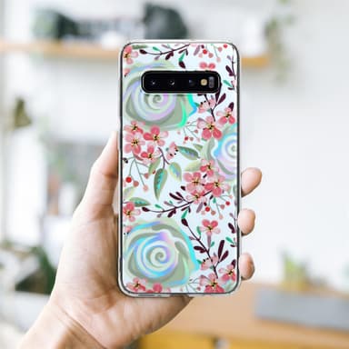 Samsung Galaxy S10 4G Fodral Skal Blommor (Vit)