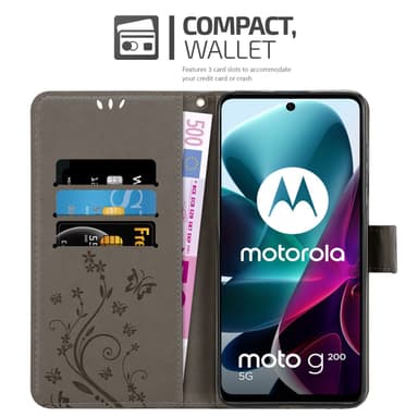 Motorola MOTO G200 5G Plånboksfodral Skal (Grå)