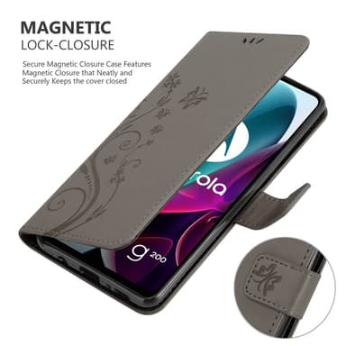 Motorola MOTO G200 5G Plånboksfodral Skal (Grå)