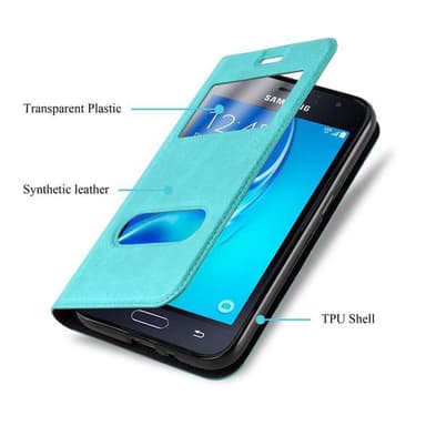 Samsung Galaxy J1 2015 Plånboksfodral Skal (Turkos)