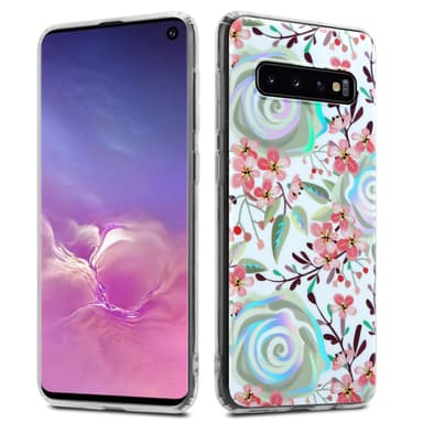 Samsung Galaxy S10 4G Fodral Skal Blommor (Vit)