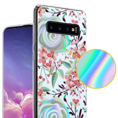 Samsung Galaxy S10 4G Fodral Skal Blommor (Vit)