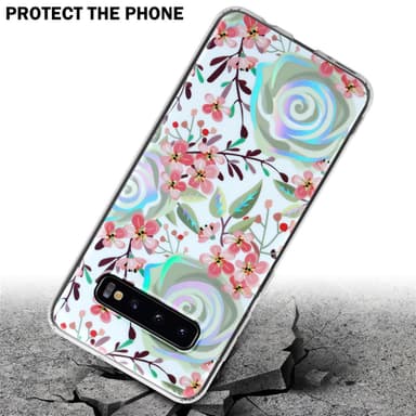 Samsung Galaxy S10 4G Fodral Skal Blommor (Vit)