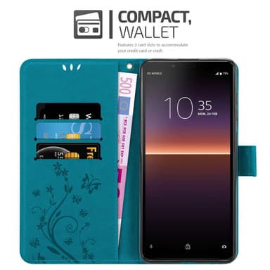 Sony Xperia 10 II Plånboksfodral Skal (Blå)