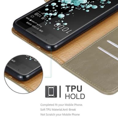 HTC U ULTRA Plånboksfodral Skal (Brun)