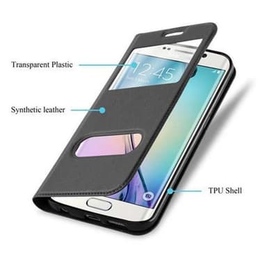 Samsung Galaxy S6 EDGE Plånboksfodral Skal (Svart)