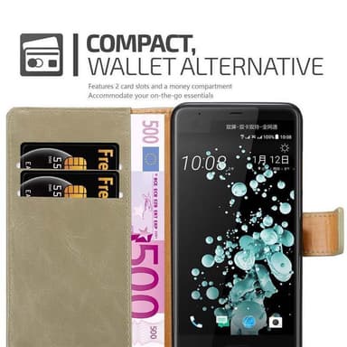 HTC U ULTRA Plånboksfodral Skal (Brun)