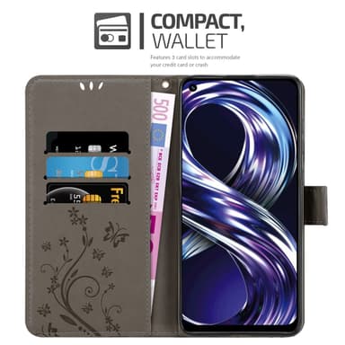 Realme 8i / Narzo 50 4G Plånboksfodral Skal (Grå)