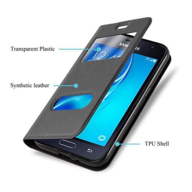 Samsung Galaxy J1 2015 Plånboksfodral Skal (Svart)