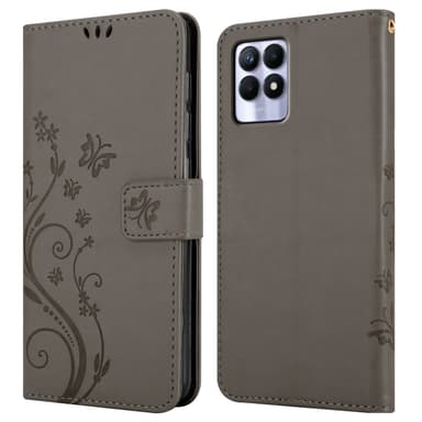 Realme 8i / Narzo 50 4G Plånboksfodral Skal (Grå)