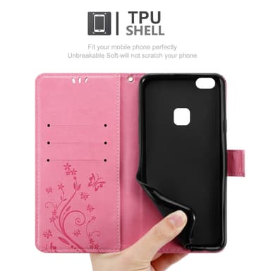 Huawei P10 LITE Plånboksfodral Skal (Rosa)