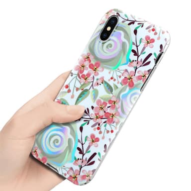 iPhone X / XS Fodral Skal Blommor (Vit)