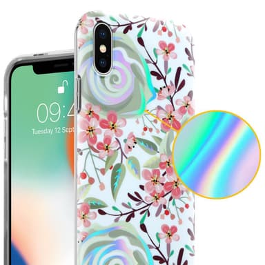iPhone X / XS Fodral Skal Blommor (Vit)