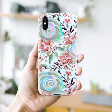 iPhone X / XS Fodral Skal Blommor (Vit)