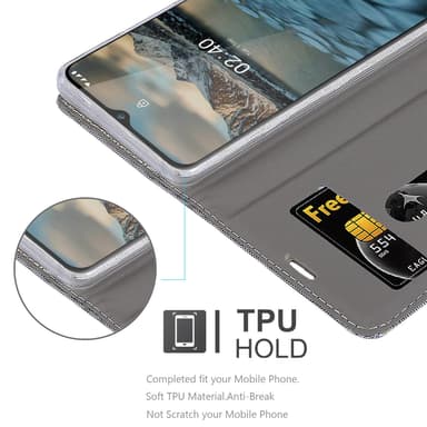 Nokia 2.4 Plånboksfodral Skal (Grå)