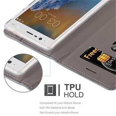 Nokia 3 2017 Plånboksfodral Skal (Grå)