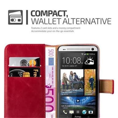 HTC ONE M7 Plånboksfodral Skal (Röd)