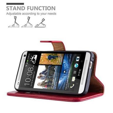HTC ONE M7 Plånboksfodral Skal (Röd)
