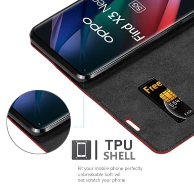 Oppo FIND X3 NEO Skal Fodral Case (Röd)