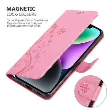 iPhone 14 Plånboksfodral Skal (Rosa)