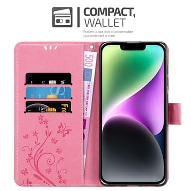 iPhone 14 Plånboksfodral Skal (Rosa)