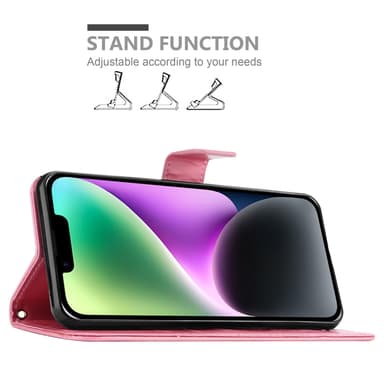 iPhone 14 Plånboksfodral Skal (Rosa)