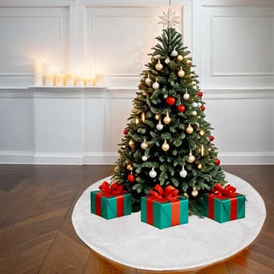 Julgransfot Julmatta Dekorationsunderlag (vit)