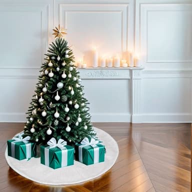 Julgransfot Julmatta Dekorationsunderlag (vit)
