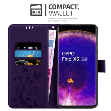 Oppo FIND X5 Plånboksfodral Skal (Lila)