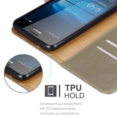 Nokia Lumia 950 XL Plånboksfodral Skal (Brun)