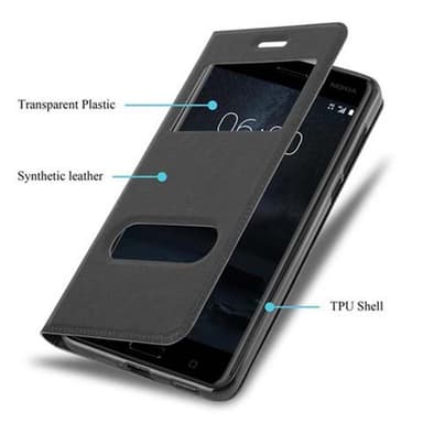 Nokia 6 2017 Plånboksfodral Skal (Svart)