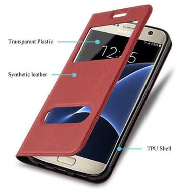 Samsung Galaxy S7 Plånboksfodral Skal (Röd)
